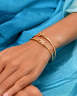 Thumbnail for VOJ Set Of 2 Gold Polished AD Studded Infinite Shaped Bangles