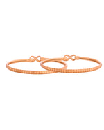 Thumbnail for VOJ Set Of 2 Gold Polished AD Studded Infinite Shaped Bangles