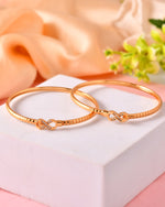 Thumbnail for VOJ Set Of 2 Gold Polished AD Studded Infinite Shaped Bangles