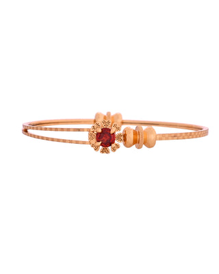 VOJ Set Of 2 Gold Polished Red Stone-Studded Bangles