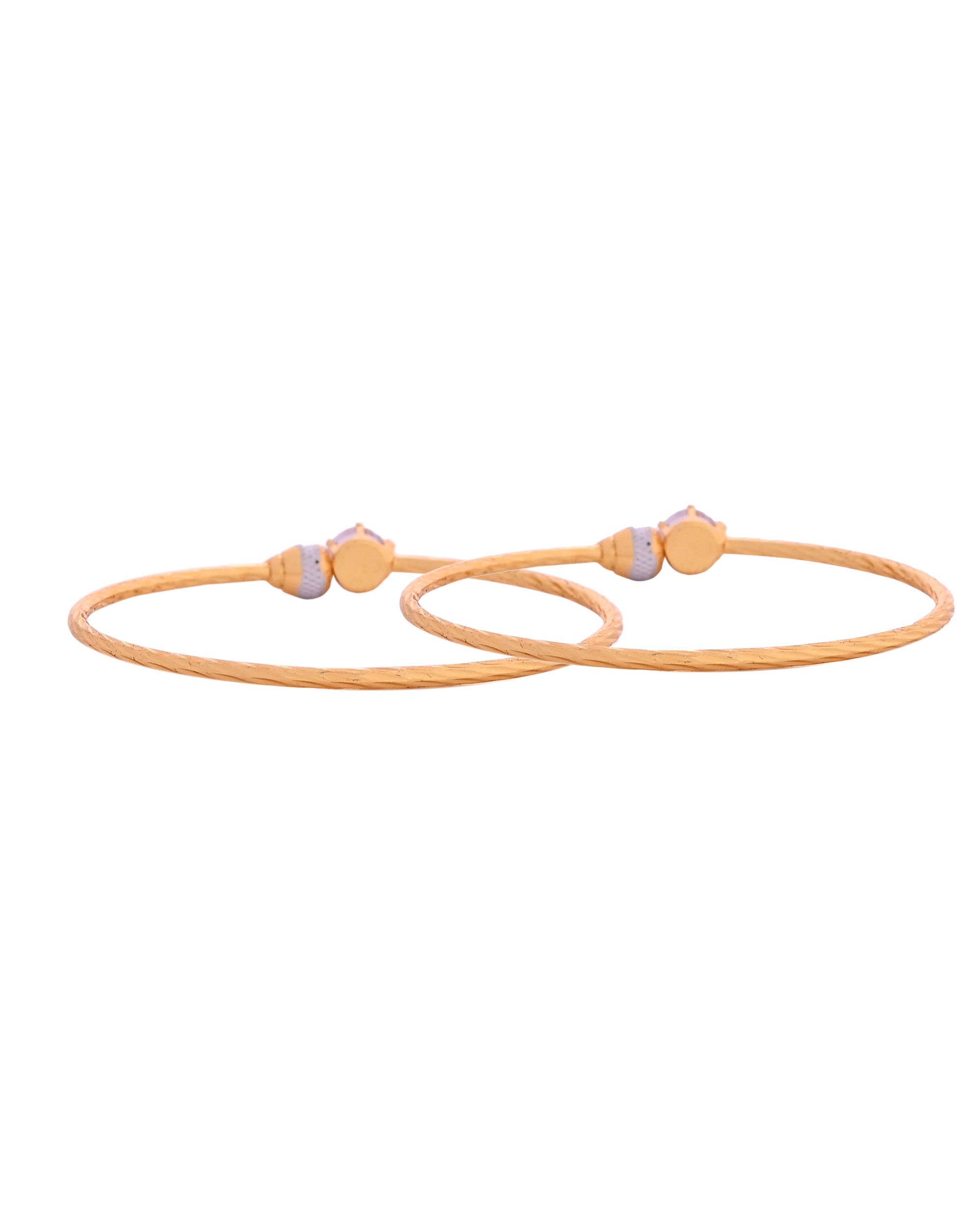 VOJ Set Of 2 Gold Polished Stone-Studded Bangles