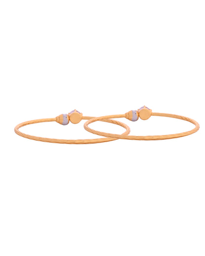 VOJ Set Of 2 Gold Polished Stone-Studded Bangles - Dista