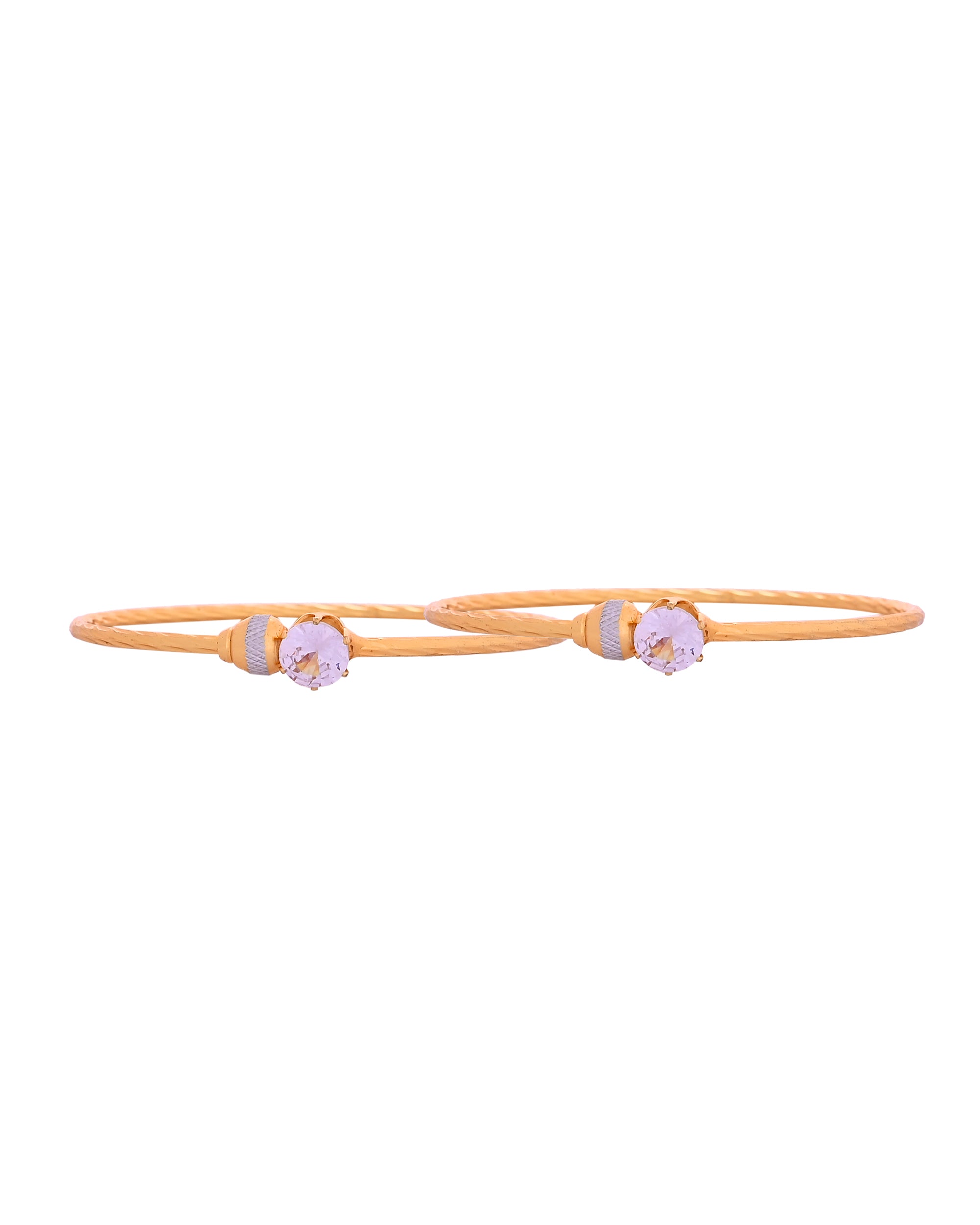 VOJ Set Of 2 Gold Polished Stone-Studded Bangles