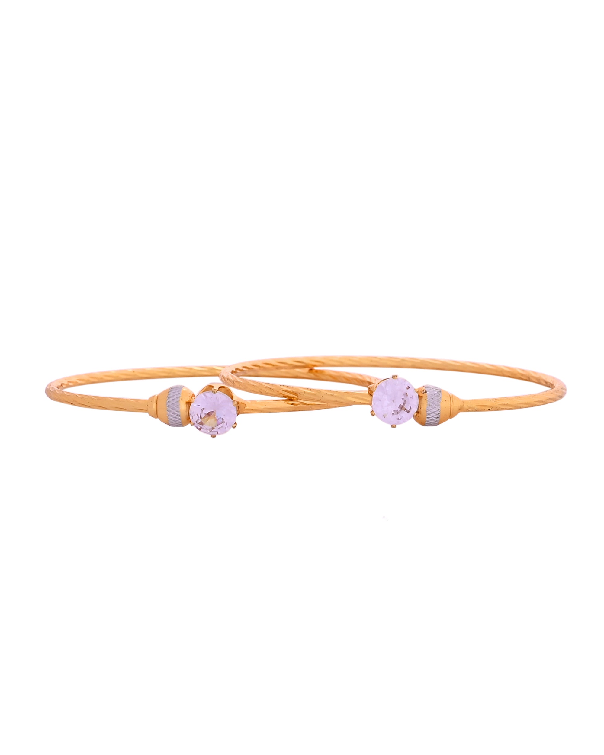 VOJ Set Of 2 Gold Polished Stone-Studded Bangles
