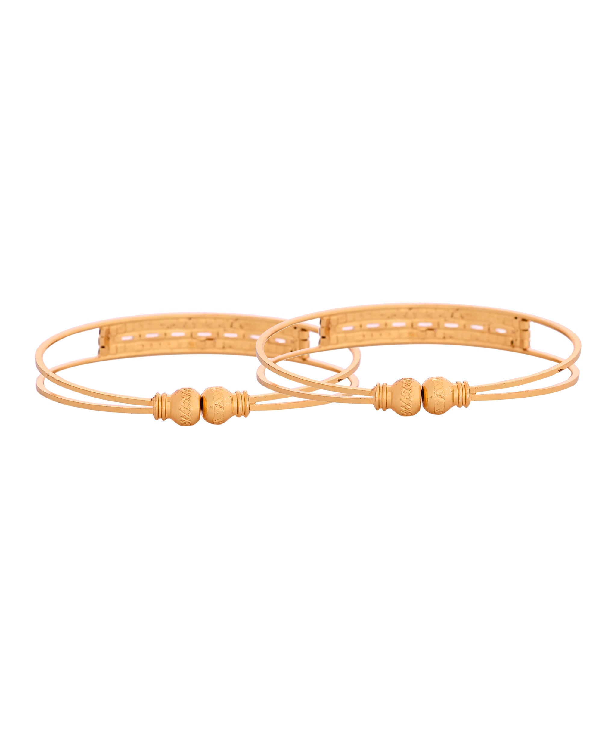 VOJ Set Of 2 Gold Polished Stone Studded Bangles