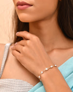 Thumbnail for VOJ Rose Gold Polished Pearl Studded Bracelet