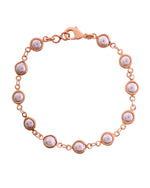 Thumbnail for VOJ Rose Gold Polished Pearl Studded Bracelet