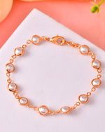 Thumbnail for VOJ Rose Gold Polished Pearl Studded Bracelet