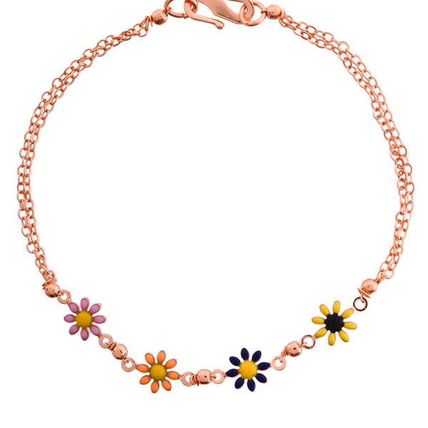 VOJ Rose Gold Polished Floral Shaped Bracelet