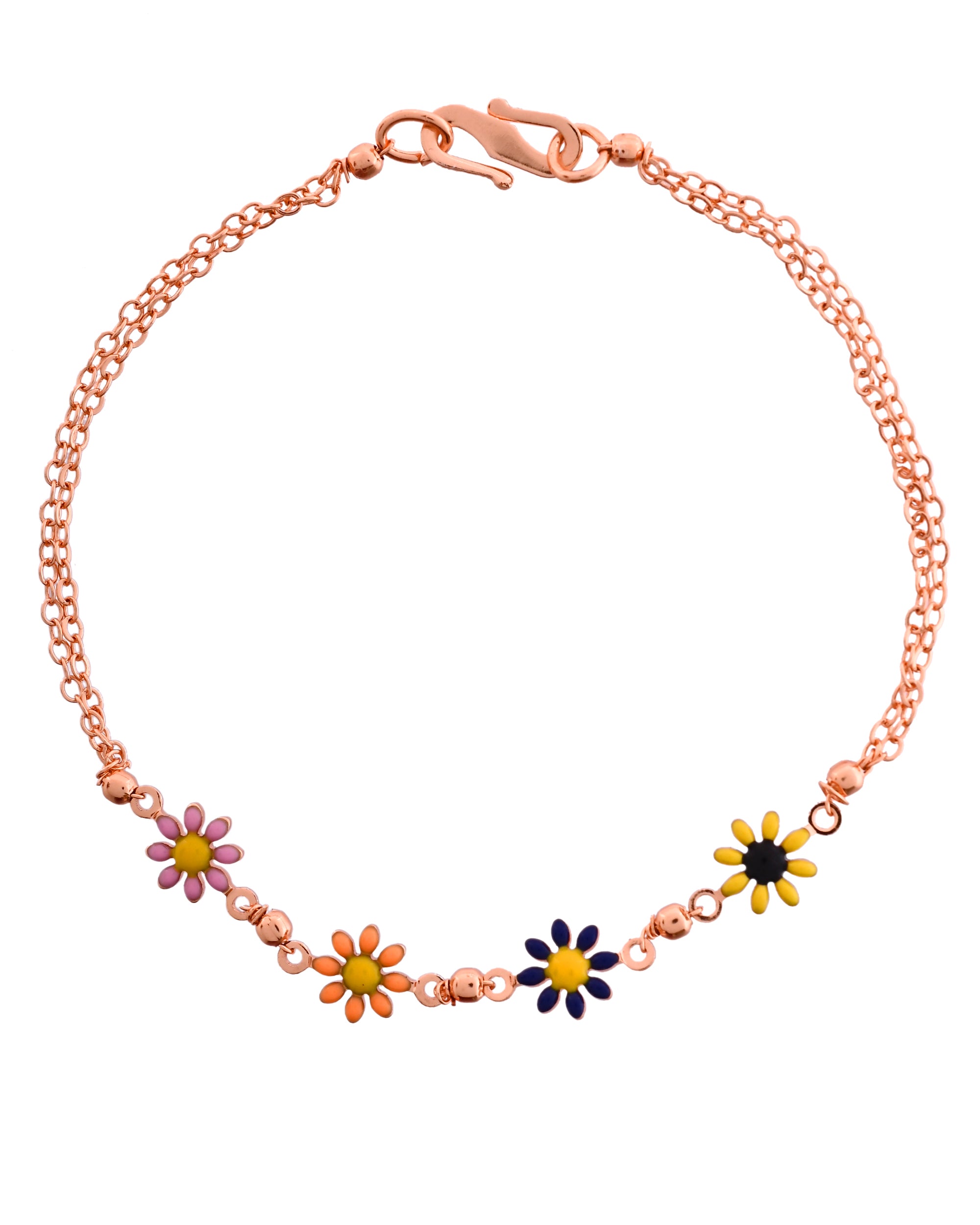 VOJ Rose Gold Polished Floral Shaped Bracelet - Dista