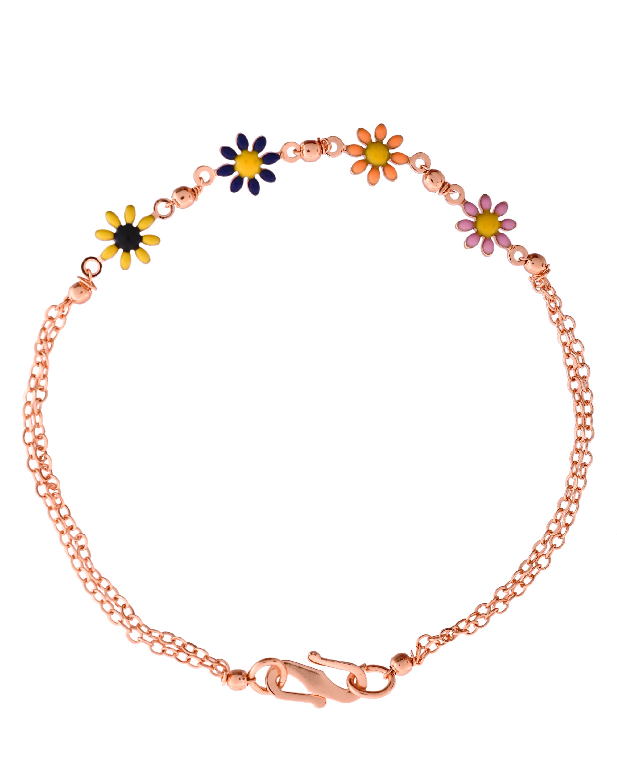 VOJ Rose Gold Polished Floral Shaped Bracelet