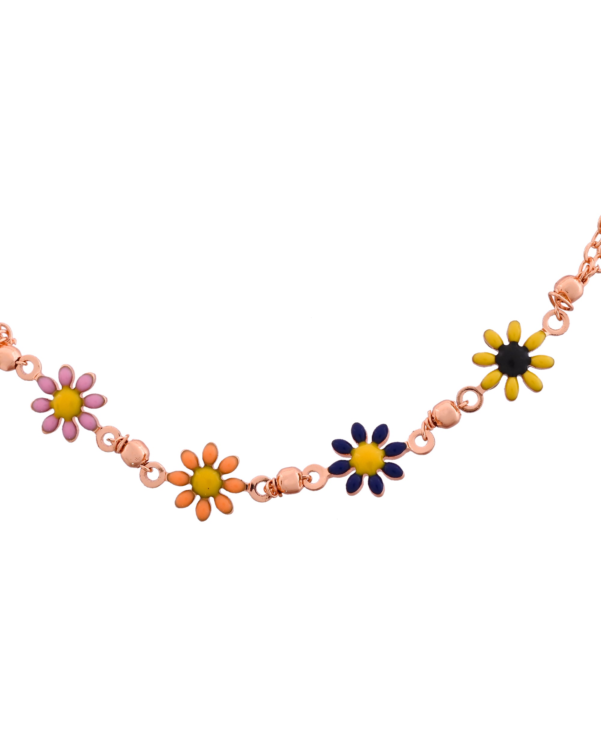 VOJ Rose Gold Polished Floral Shaped Bracelet
