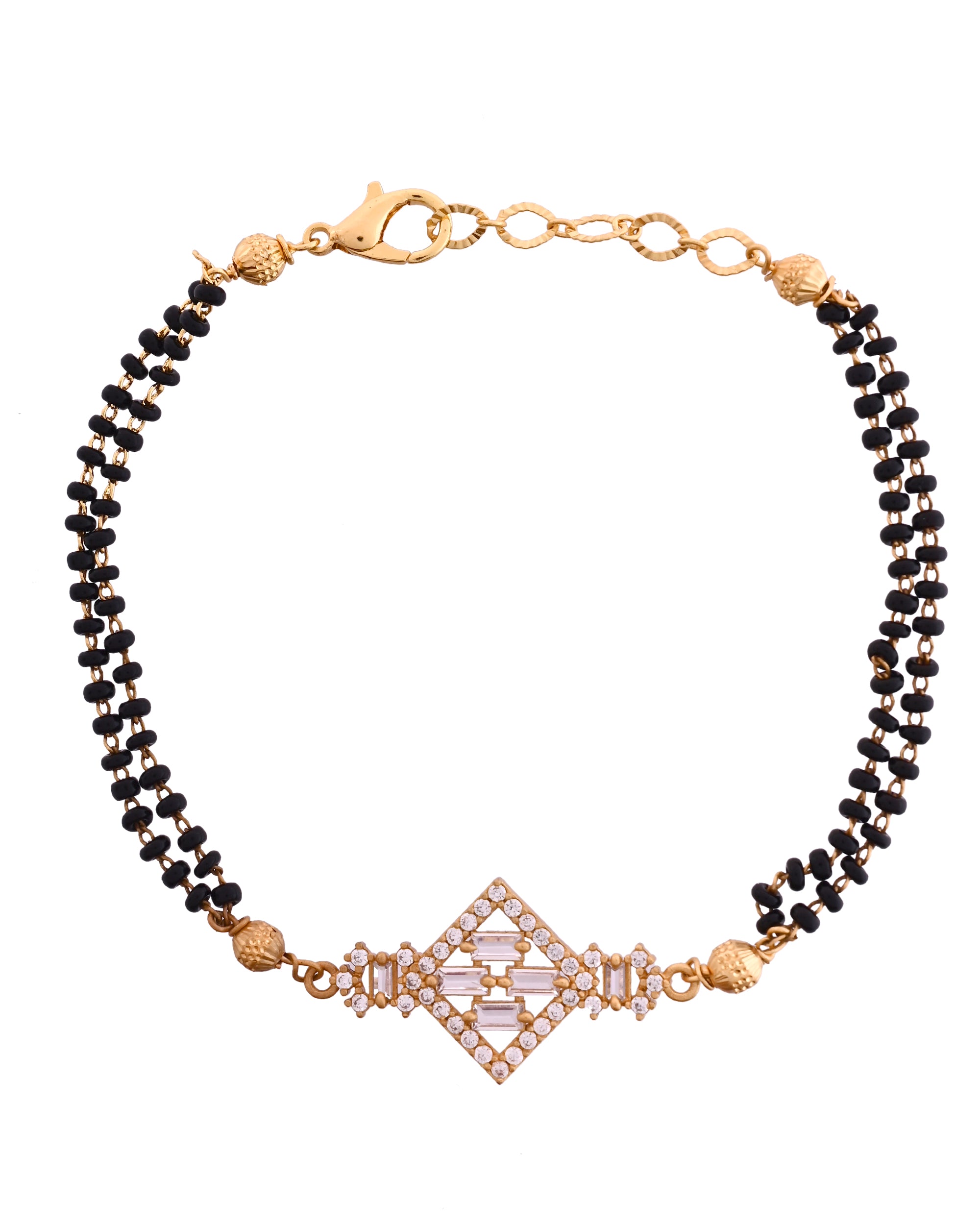 VOJ Gold Polished AD Studded Circular Hand MangalSutra