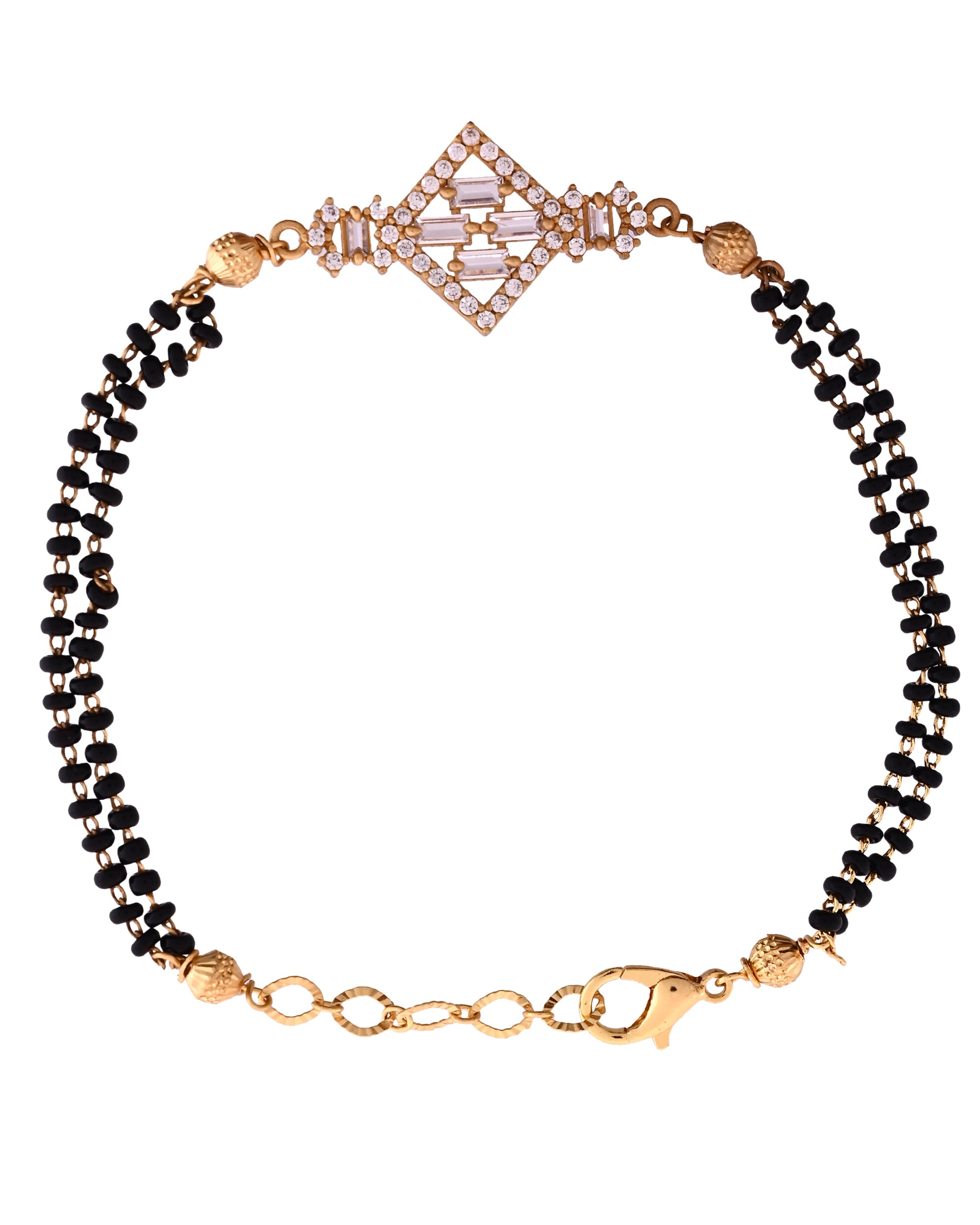VOJ Gold Polished AD Studded Circular Hand MangalSutra