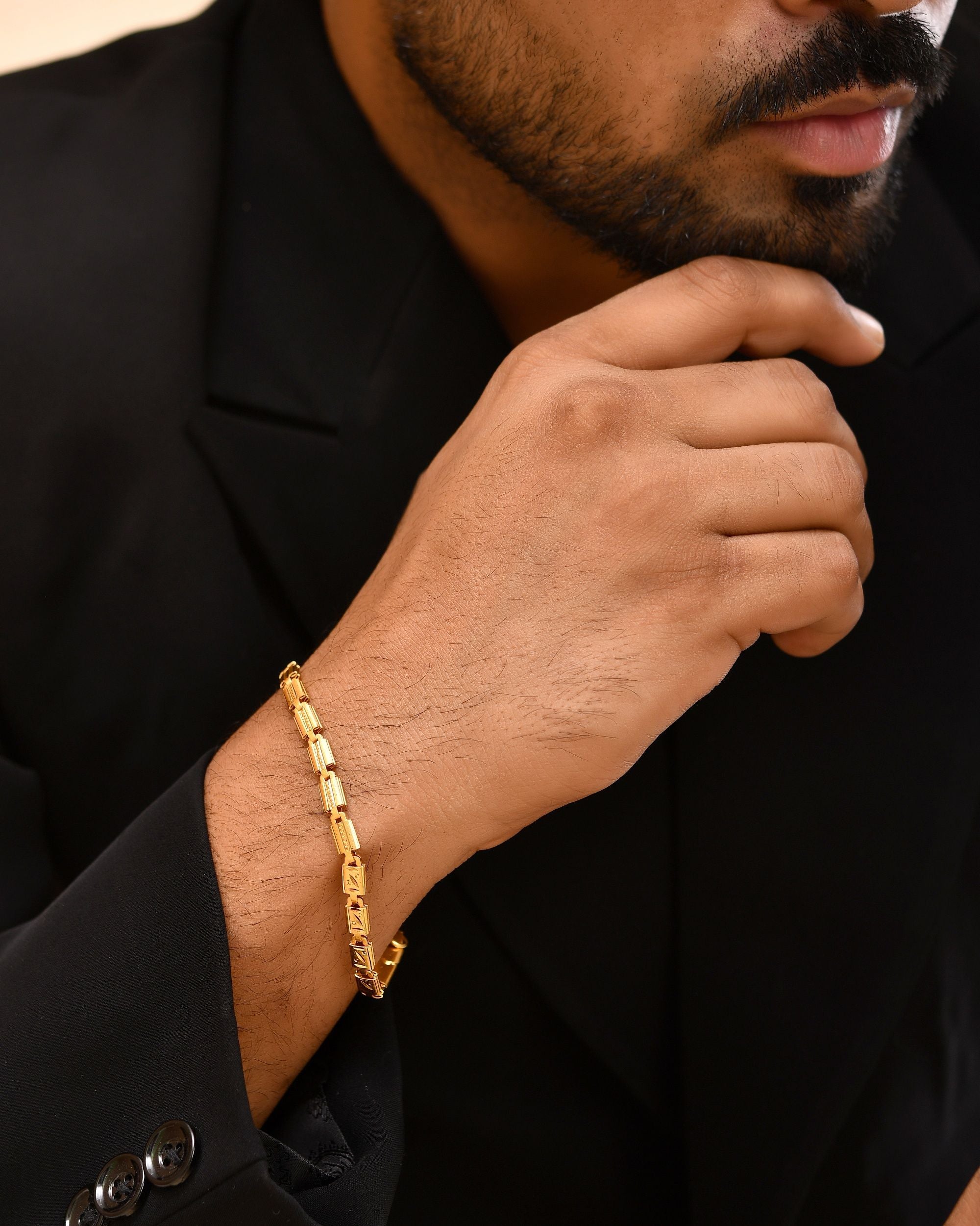 VOJ Gold Polished Handcrafted Elegant Bracelet