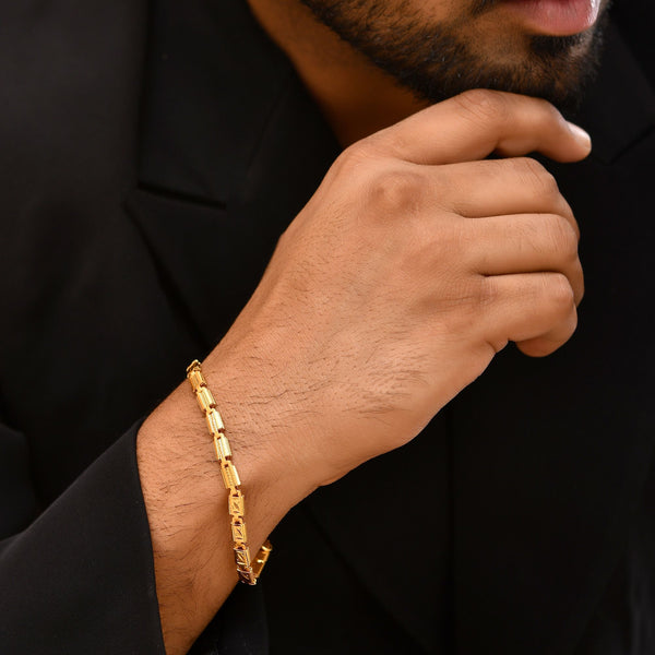 VOJ Gold Polished Handcrafted Elegant Bracelet