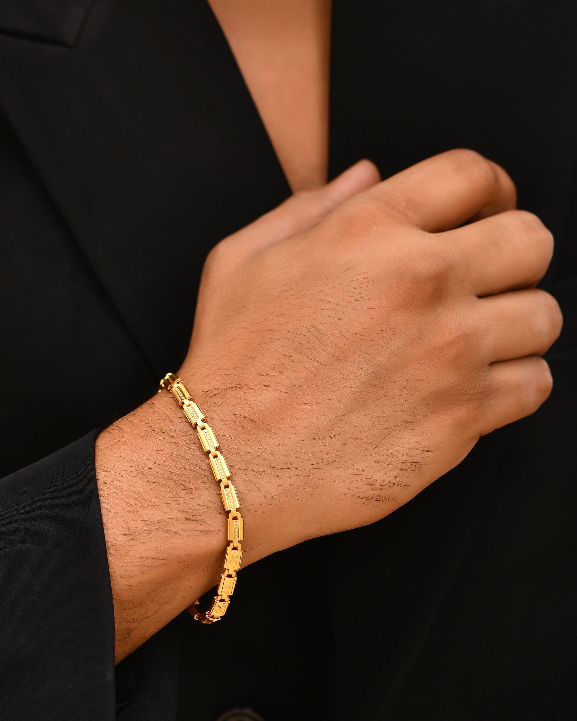 VOJ Gold Polished Handcrafted Elegant Bracelet