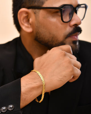 VOJ Gold Polished Designer Handcrafted Bracelet