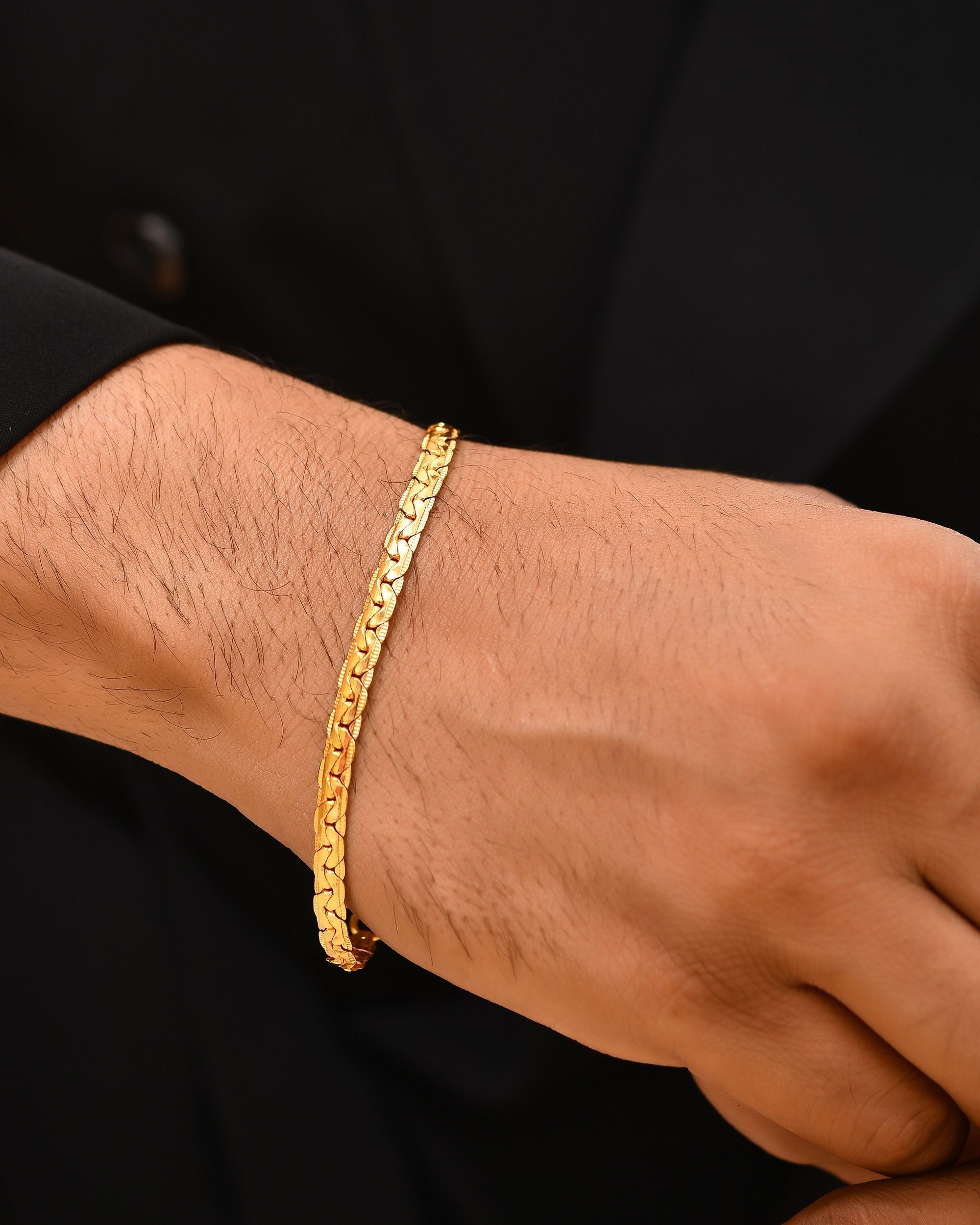 VOJ Gold Polished Designer Handcrafted Bracelet