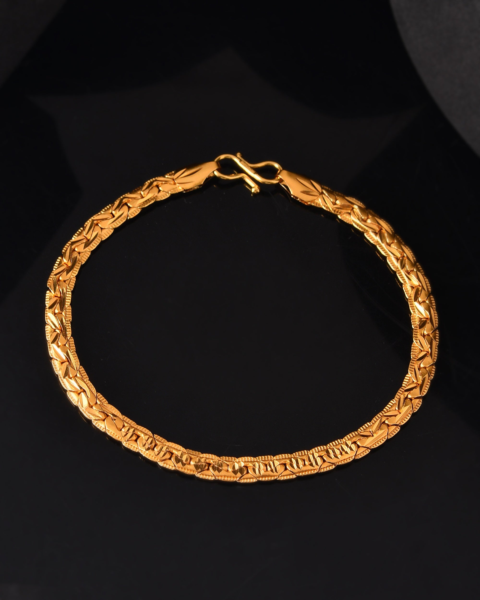 VOJ Gold Polished Designer Handcrafted Bracelet