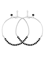 Thumbnail for VOJ Set Of 2 Silver-Plated Artificial Beads Stainless Steel Anklet