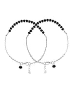 Thumbnail for VOJ Set Of 2 Silver-Plated Artificial Beads Stainless Steel Anklet