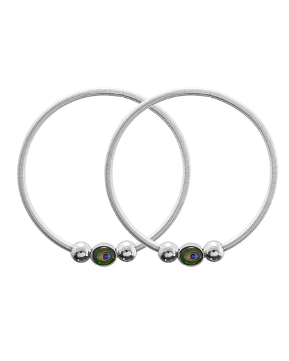 VOJ Set of 2 Silver Plated Elasticated Evil Eye Anklet - Distacart
