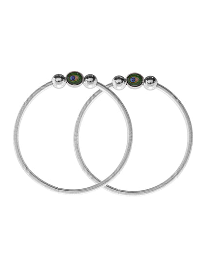 VOJ Set of 2 Silver Plated Elasticated Evil Eye Anklet - Distacart