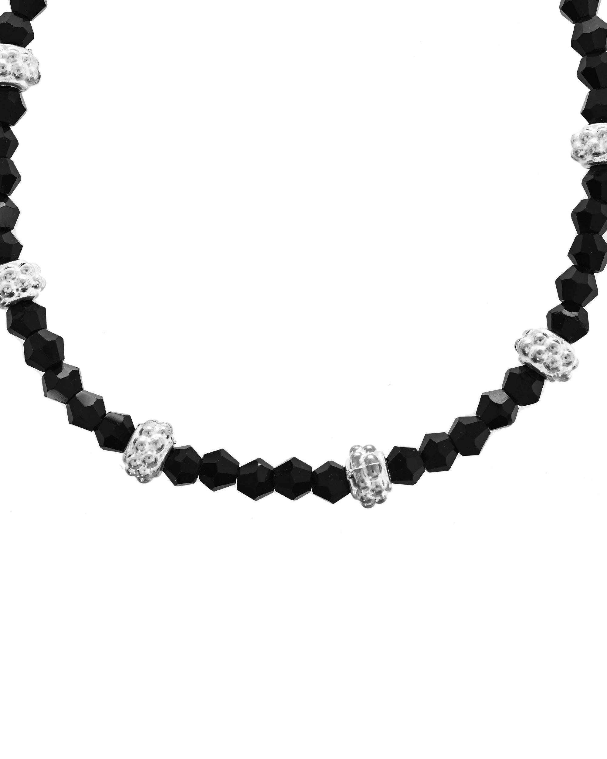 VOJ Set of 2 Silver Plated Artificial Beads Studded Anklet