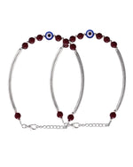Thumbnail for VOJ Set of 2 Silver Plated Artificial Beads Studded Evil Eye Anklet