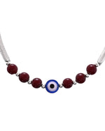 Thumbnail for VOJ Set of 2 Silver Plated Artificial Beads Studded Evil Eye Anklet
