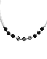 Thumbnail for VOJ Set of 2 Silver Plated Black Artificial Beads Studded Anklet