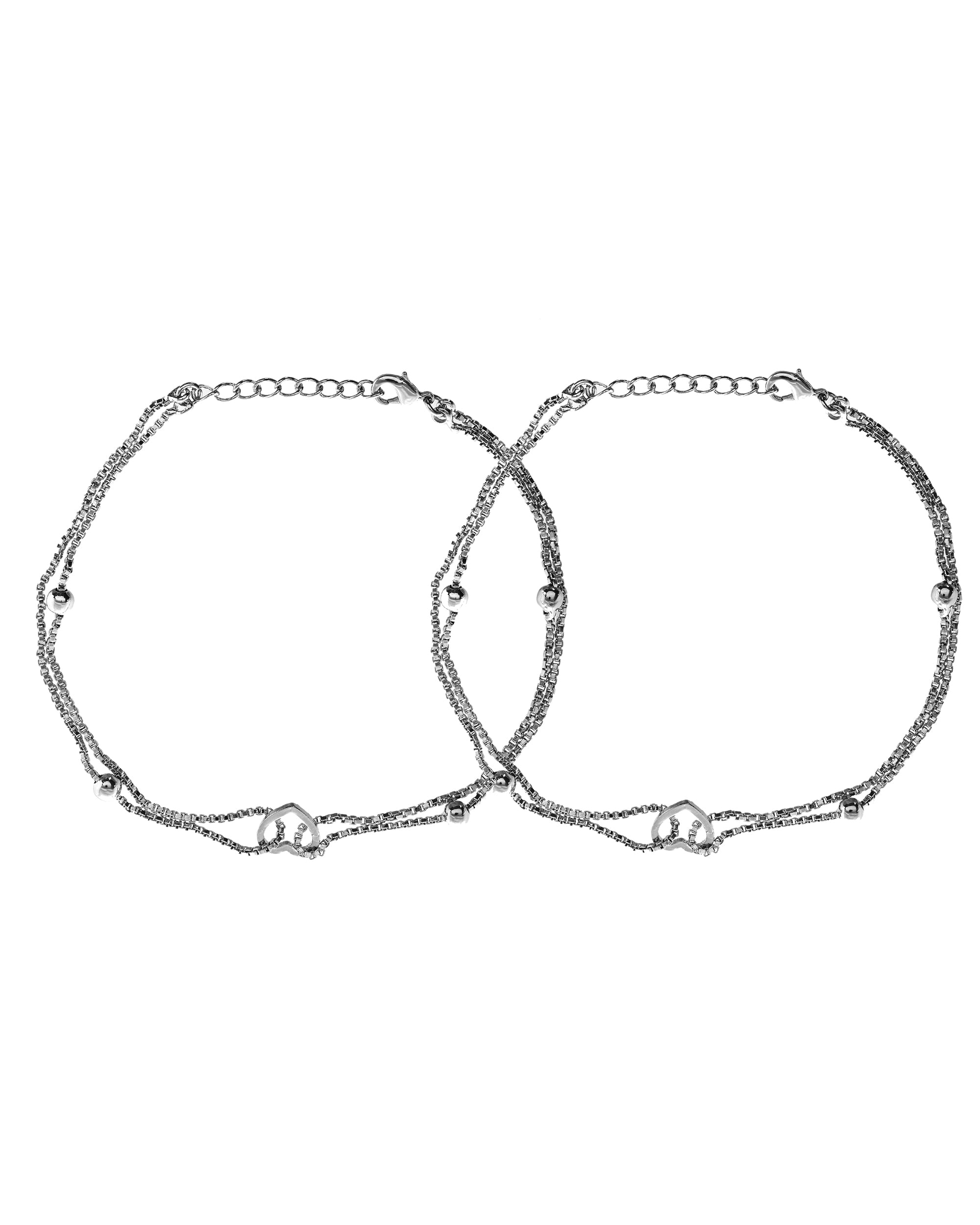 VOJ Set of 2 Stainless Steel Handcrafted Anklet