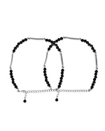 Thumbnail for VOJ Set of 2 Black Artificial Beads Studded Anklet