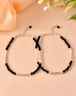 Thumbnail for VOJ Set of 2 Black Artificial Beads Studded Anklet