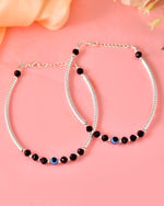 Thumbnail for VOJ Set of 2 Evil Eye Bead Studded Stainless Steel Anklet
