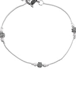 Thumbnail for VOJ Set of 2 Silver Toned Floral Handcrafted Stainless Steel Anklet