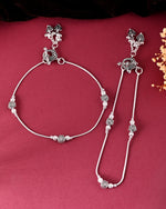 Thumbnail for VOJ Set of 2 Silver Toned Floral Handcrafted Stainless Steel Anklet