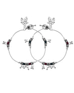 Thumbnail for VOJ Set of 2 Silver Toned Meenakari Designed Stainless Steel Anklet