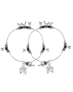 Thumbnail for VOJ Set of 2 Silver Toned Meenakari Designed Stainless Steel Anklet