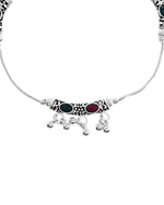 Thumbnail for VOJ Set of 2 Silver Toned Meenakari Designed Stainless Steel Anklet