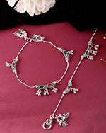 Thumbnail for VOJ Set of 2 Silver Toned Meenakari Designed Stainless Steel Anklet