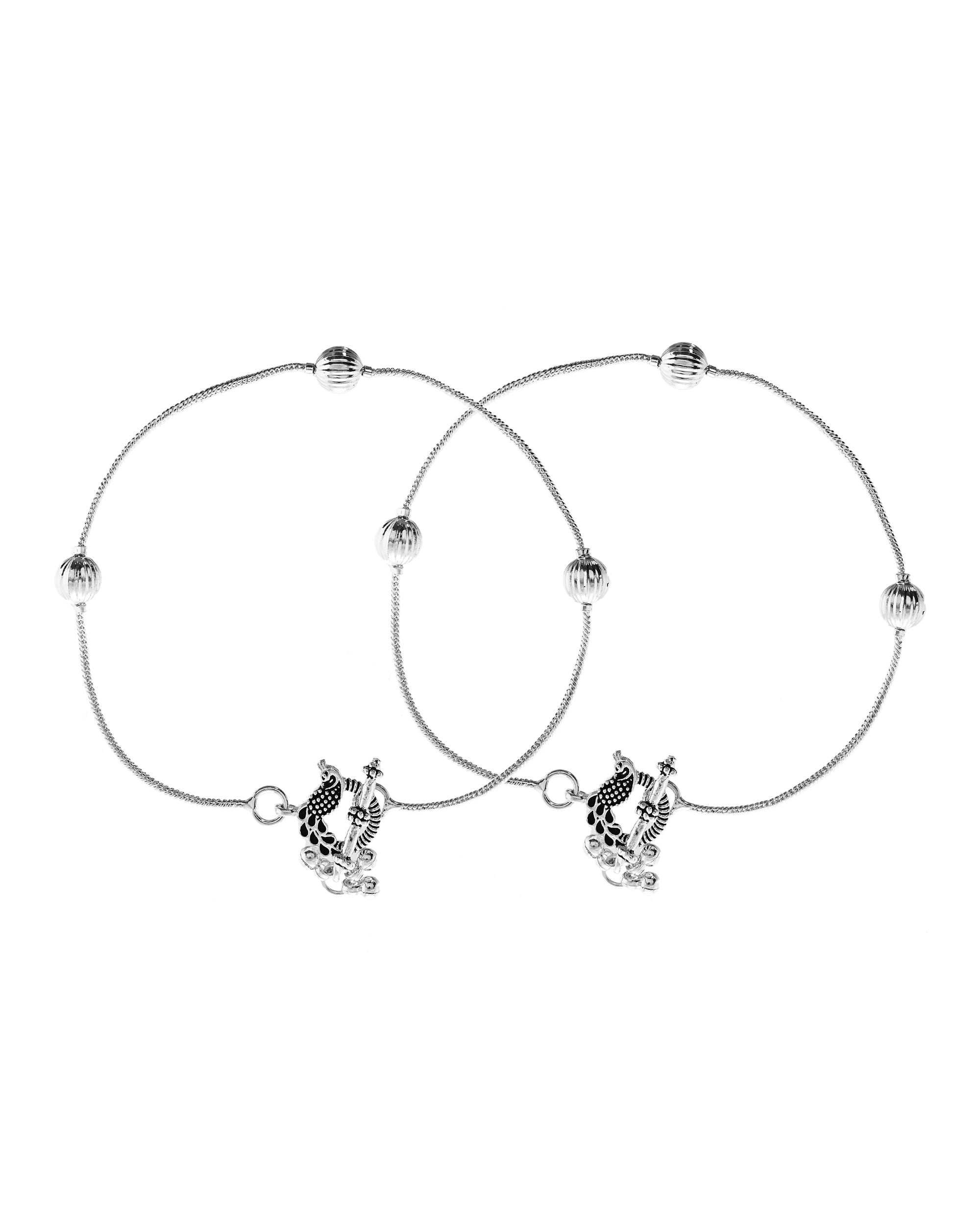 VOJ Set of 2 Stainless Steel Designer Anklet