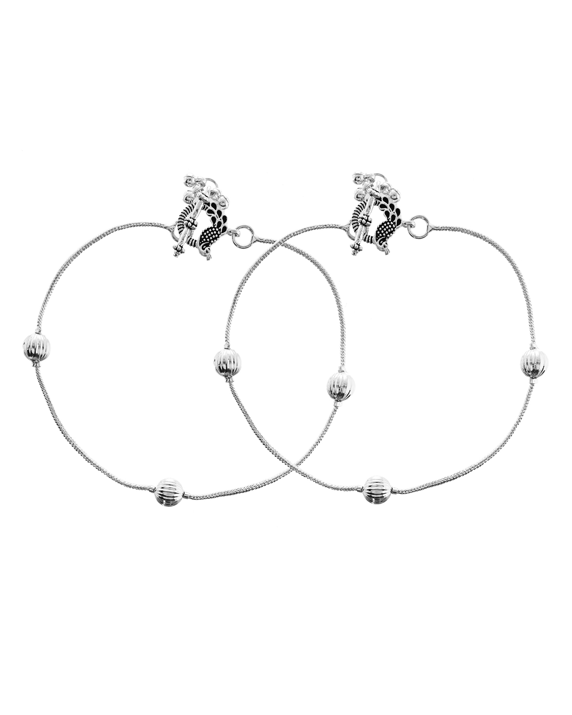 VOJ Set of 2 Stainless Steel Designer Anklet