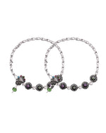 Thumbnail for VOJ Set of 2 Handcrafted Stone Studded oxidized Anklet