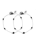 Thumbnail for VOJ Set of 2 Black Beads Studded Designer Anklet