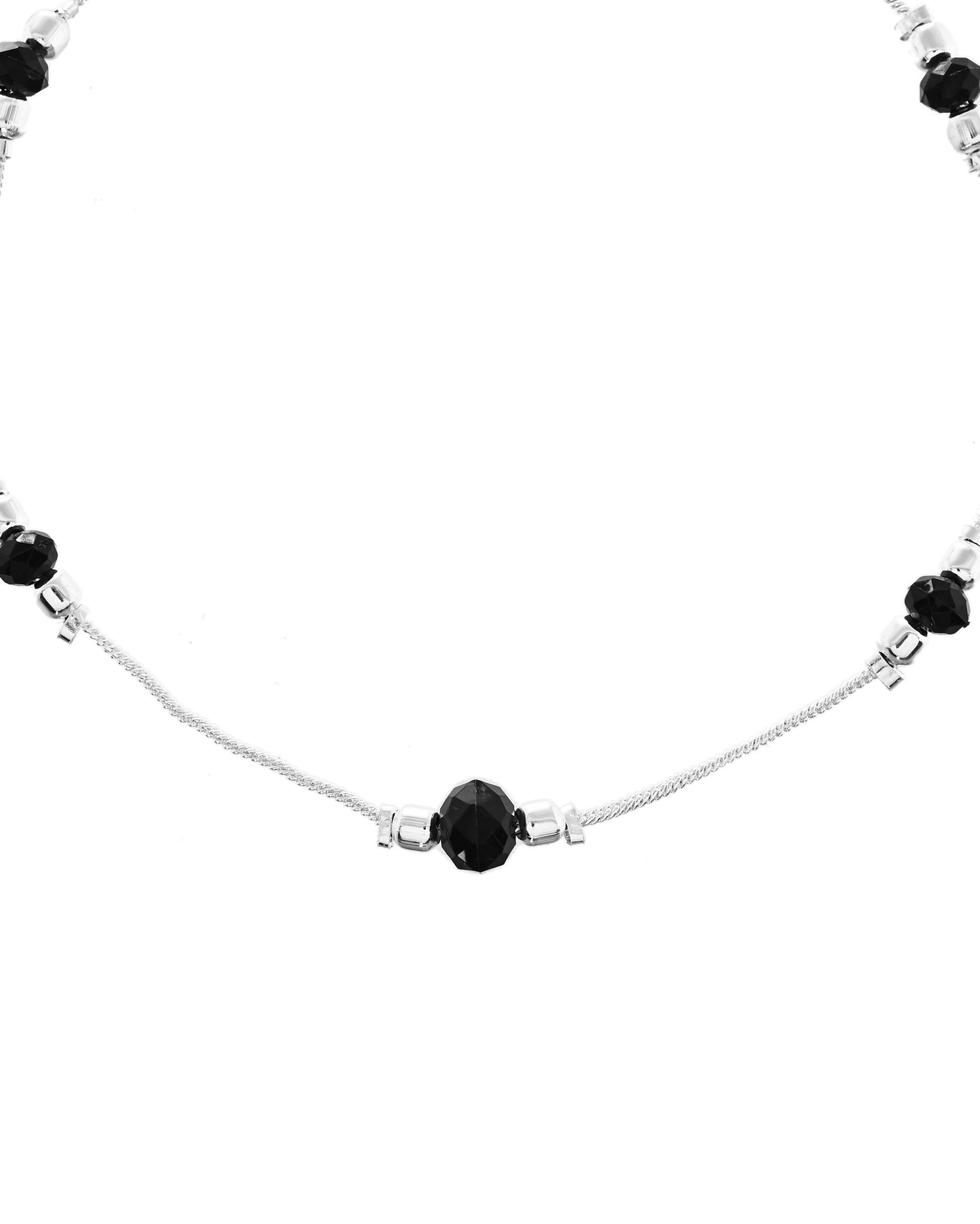 VOJ Set of 2 Black Beads Studded Designer Anklet - Dista