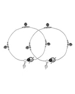 Thumbnail for VOJ Set of 2 Silver Plated Leaf Designed Anklet