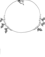 Thumbnail for VOJ Set of 2 Silver Toned Leaf Designed Handcrafted Anklet