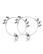 Thumbnail for VOJ Set of 2 Silver Toned Leaf Designed Handcrafted Anklet